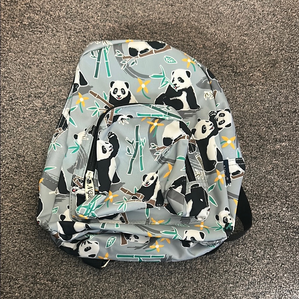 Panda Print Gray Backpack